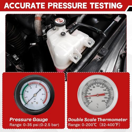 18PCS Radiator Pump Pressure Tester Kit | Coolant Pressure Tester Kit Cooling System Pressure Tester Kit for Automotive Cooling System Water Tank Leakage Detection
