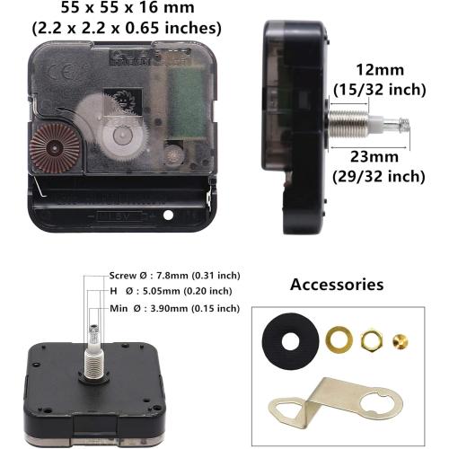 12 Hand Black Youngtown High Torque Long Shaft Clock Movement Mechanism with 12 Inch Long Spade Hands