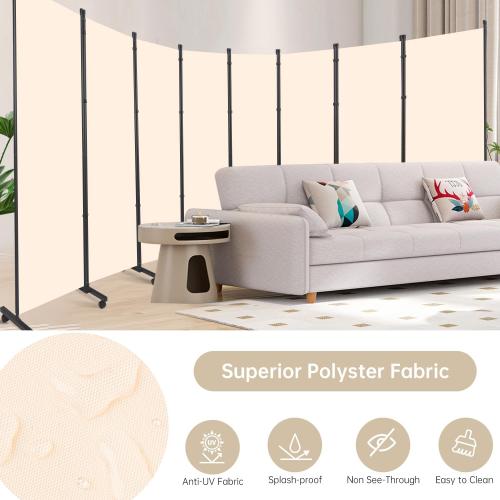 Room Divider 8 Panel Room Dividers/Wheels, Fabric Room Divider Panel for Office Room Partitions and Dividers, Portable Partition Wall Divider for Room Separation, Freestanding Privacy Screen Indoor