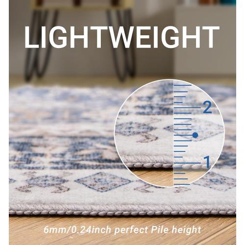 zesthome 8x10 Area Rugs for Living Room,Non-Slip Backing Washable Rugs,Vintage Large Area Rug,Stain Resistant Home Decor Rug (Blue/Beige,8'x10')