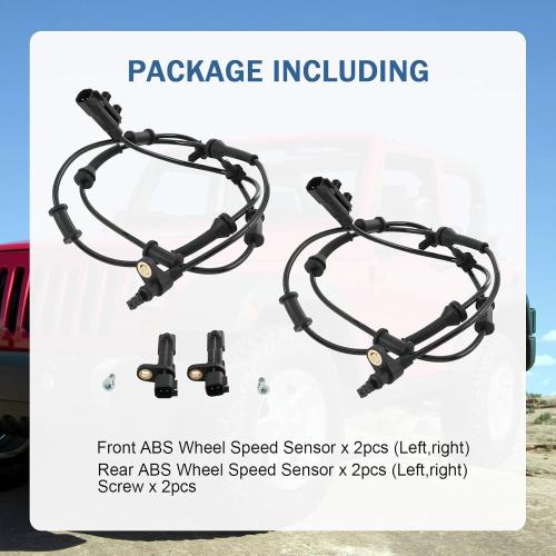 CARMOCAR Front and Rear ABS Wheel Speed Sensor Replacement for Jeep Wrangler 3.6L 2012-2017,Jeep Wrangler 3.8L 2007-2011 68003281AA 68003281AC 52060156AD 52125003AA 4PCS