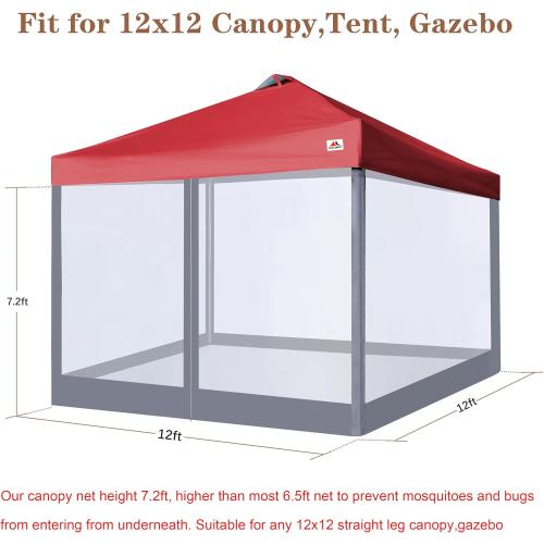 SCOCANOPY Replacement Mesh sidewall for Most 12x12 Canopy Or Gazebo,(Grey)