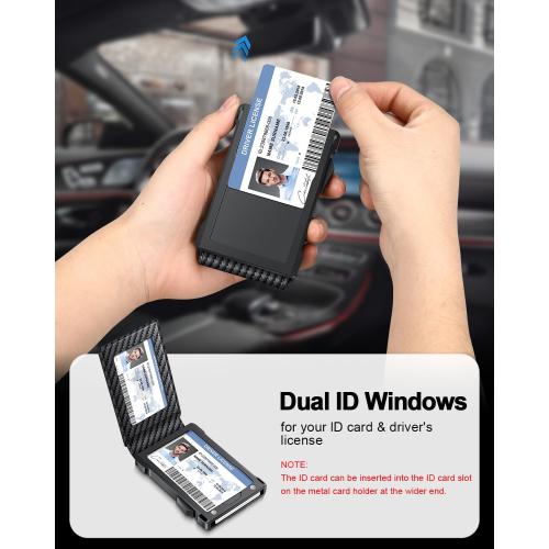 Wallet for Men RFID Wallet with 2 ID Windows & Money Clip, Slim Card Holder | 10-12 Cards Bifold Minimalist Smart Pop Up Wallet for Front Pocket Compact Metal Credit Card Holder Birthday Gifts for Men