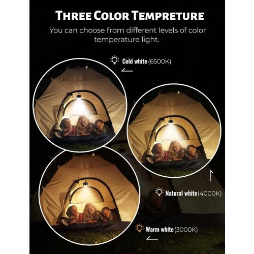 Camping Lantern, 600LM Camping Lights, 5 Light Modes Rechargeable Lantern Waterproof Mini Flashlight Emergency Lights for Home Power Failure, Camping Hanging, Car Camping (Black)