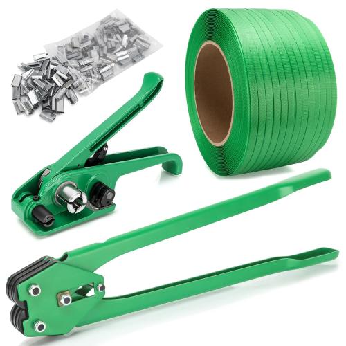 Banding Strapping Kit, Pallet Strapping Kit Include Poly Strapping Tensioner Tool, Banding Sealer Tool, 200 Metal Seals, 3200' x 1/2 (L x W) Packaging Strapping Banding for Packing Strapping
