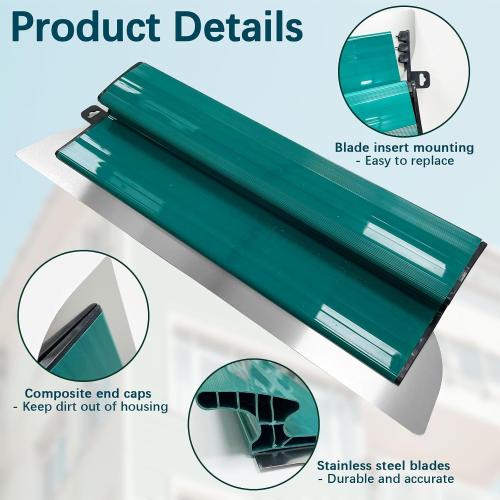 47 Inch Drywall Skimming Blade Green, 0.4mm Stainless Steel Blade, Smoothing and Knockdown Drywall Trowel for Working Area Wall Decoration