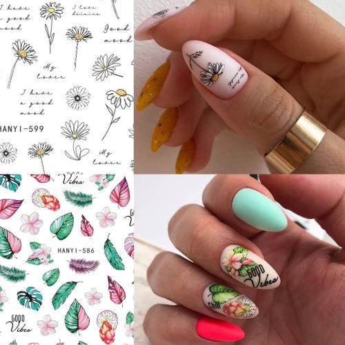 8 Sheets Multicolor Floral Nail Art Stickers & Decals for Nail Art