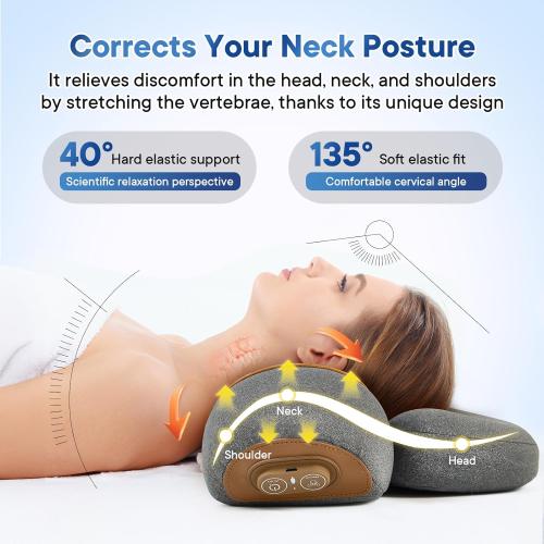 Upgraded Neck Massager Pillow, 3-in-1 Neck Massager, Traction Massage with Heat, Neck Pillow for Shoulder Pain, Deep Tissue Pain Relief,Rechargeable TheraPillow