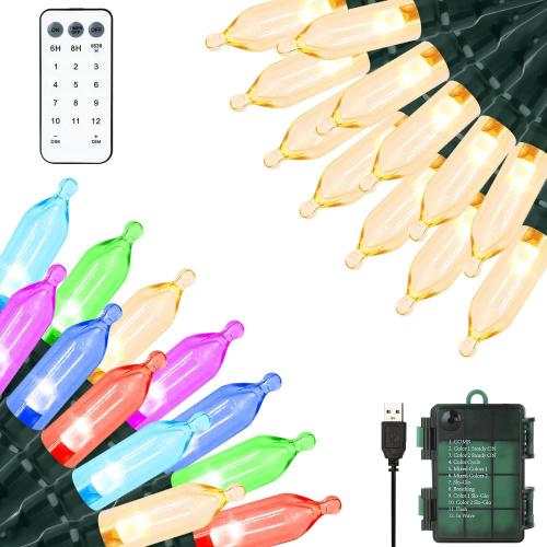 Christmas Lights 33ft 100 LED Battery String Lights with Timer Memory Function USB or Battery Powered Waterproof String Lights for Indoor Outdoor Decoration