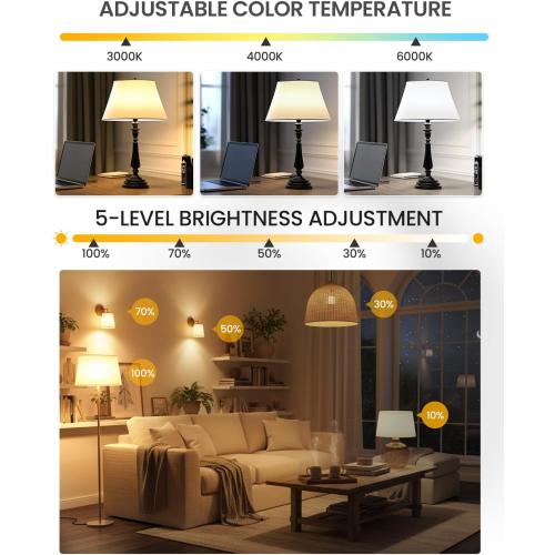 A19 LED Light Bulbs with Remote Control, 9W LED Bulbs 60W Equivalent, 3000K-6000K Dimmable Bulbs E26 Base, Remote Control Light Bulbs with Timing, Memory Function, for Home Decor, 2Bulb & 1Remote