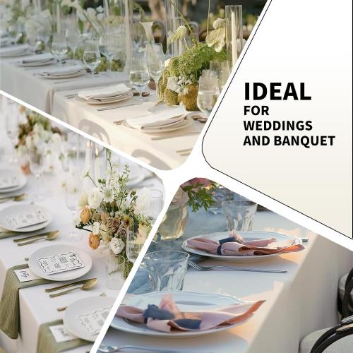 FINDYOU Ivory 6 Pack Polyester Table Cloth 60 x 102 Inch, Rectangle Tablecloths for 6 Foot Tables Washable Table Cloth for Party Wedding