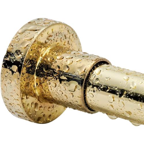 BRIOFOX Spring Tension Curtain Rod 43-73 Inches, Rust-Resistance and Non-Slip Shower Curtain Rod for Bathroom, Gold