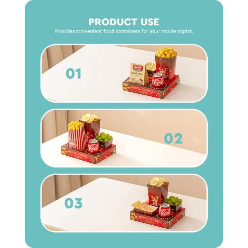 Baffect Movie Night Snack Trays 100pcs Include 20 Movie Night Trays, 20 Popcorn Boxes, 20 Salad Bowls, 20 Nacho Bowls, 20 Movie Party Invitations, Outdoor Movie Night Supplies For Nacho Bar