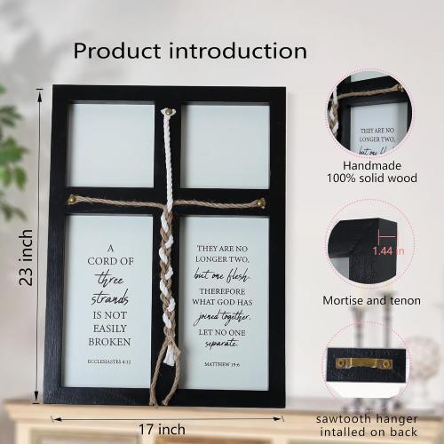 Size 17x23in LOSOUR A Cord of Three Strands Wedding Sign,17x23in Marriage Devotional for Couples, Wedding Ceremony Sign For Couple, Anniversary Ideas for Couple (Black, 17 * 23)