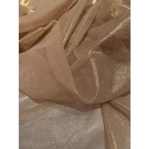 57 inch Nude/Gold Foil Power Mesh Fabric by The Yard (90% Nylon 10% Spandex)