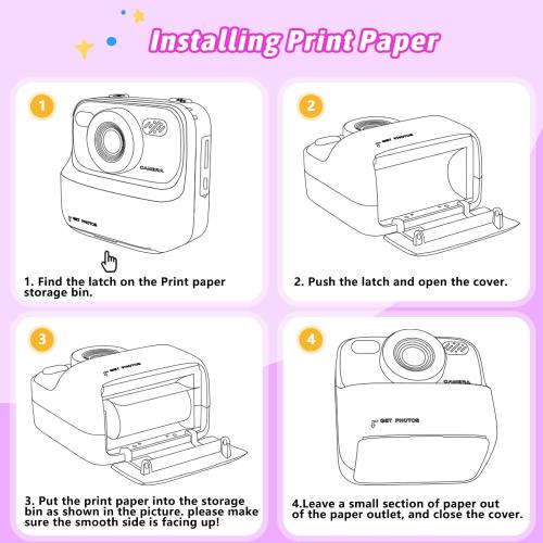 Kids Instant Digital Cameras for Boys and Girls, 1080P HD Dual-Lens Selfie Digital Camera with Print Paper & 32G Card, Christmas Birthday Gifts Toys for Toddler and Teenagers Age 3-16 Years Old