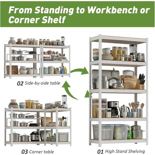 Durstruct 5 Tier White Metal Shelving Unit 1500LBS 24 W×16 D×60 H | Adjustable Storage Utility Rack Heavy Duty Shelves Organization Multipurpose Shelf for Pantry Closet Kitchen Garage Bathroom