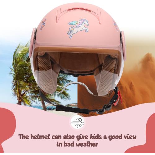 Kids 3/4 Open Face Motorcycle Helmets for 4-15 Years Old, Youth Child Dirt Bike ATV Helmets, Lightweight Vintage Half Helmet for Electric Scooter Moped Go Kart 4 Wheeler, DOT Approved