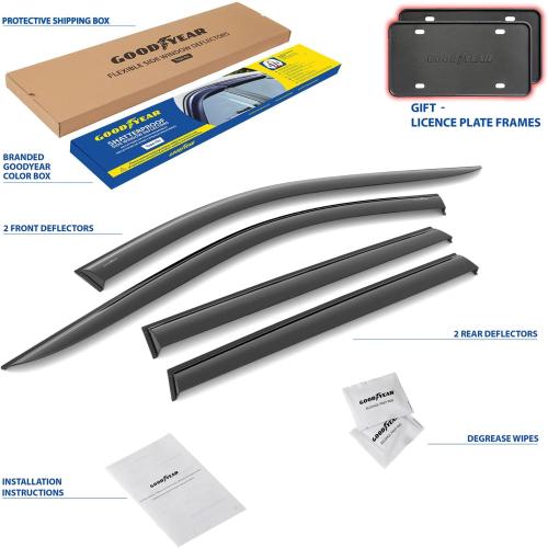 Goodyear Shatterproof Window Deflectors for Nissan Rogue 2021-2026, Tape-on Rain Guards, Window Visors, Vent Deflector Visor, Car Accessories, 4 pcs. - GY008671