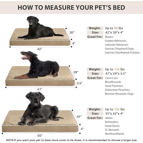 Orthopedic XL Dog Beds Large Sized Dog, Waterproof Extra Large Dogs Bed with Removable Washable Cover, Multi-Needle Quilting Dogs Crate Bed