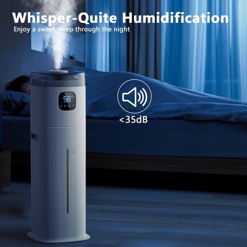 Large Humidifier for Bedroom, 9L/2.5Gallon Ultrasonic Cool Mist Humidifier with Humidistat, 360°Nozzle, 350ML/H Big Mist Level, Suitable for Kids Room Livingroom Yoga Office Plant，White