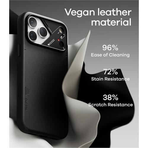 Aulumu A17 Vegan Leather CoolHyper iPhone 17 Pro Max Case | Camera Control | with Cooling Fins | Luxury Comfort | Compatible with MagSafe | Complete Wrap-Around - White