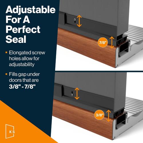 KS Hardware, Patent Pending, Adjustable Double Bubble Door Sweep, Draft Stopper, Under Door Seal for Exterior Doors, 1 3/4 x 32 (Black 32 inch)