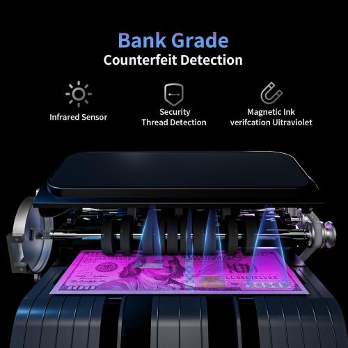 Aneken N60 Mixed Denomination Money Counter Machine, Value Counting, UV/MG/IR/DD Counterfeit Detection, 3.5 TFT Display Cash Counting Machine, Printer Enabled Bill Counter for Business