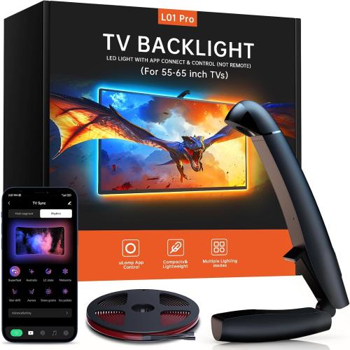 14.7Ft TV LED Backlight, 14.7ft Cuttable TV Lights That Change with TV for 55-65 Inch Screen and PC Monitor, TV Backlight with Sensor, Smart App Control, Game & Music Sync Color Changing Light