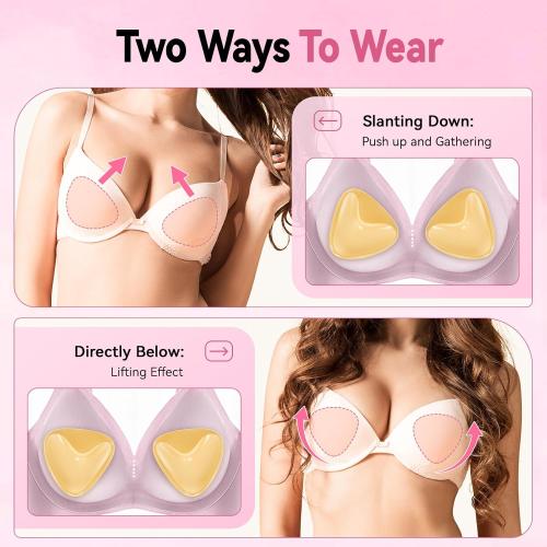 Mearter Ultra Push up Sticky Bra Pads Inserts | Double Sided Adhesive Bra Inserts | Stick on Bra for Sports Bra Swimsuit (Extra-Large, Beige)