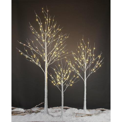 LIGHTSHARE LED Birch Tree Light Set - Trees with Warm White Lights - Indoor Outdoor Christmas Wedding Party Decorations (3-Pack)
