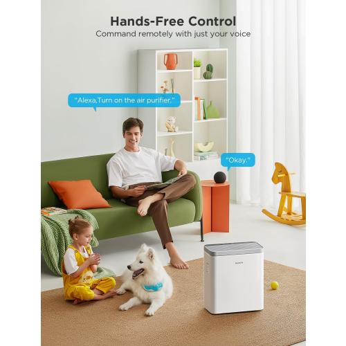 GoveeLife Smart Air Purifier for Home Large Rooms, Covers up to 1046 ft² | PM2.5 Monitor, 24dB Sleep Mode, 3-in-1 Filter Air Purifier with App and Alexa Control for Pet Hair, Odors, Pollen and Smoke