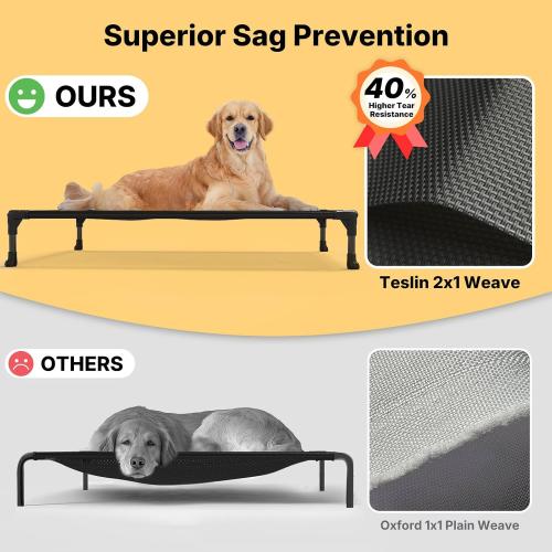Size 42x30 Color beige  Outdoor Elevated Dog Cot Bed, Cooling Raised Pet Bed for Large Dogs, Washable Breathable Mesh Hammock Bed with No-Slip Feet, Indestructible Ground Off Training Platform Cot-42x30 Beige Coffee