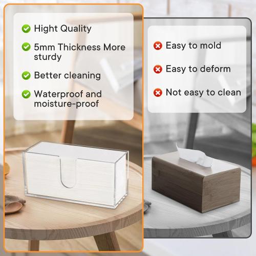 2Pcs Acrylic Paper Towel Dispenser, Paper Towel Holder Countertop Clear Multi Trifold Napkin Holder, Suitable for Z-fold, C-fold or MultiFold Paper Towels for Bathroom, Toilet, Kitchen