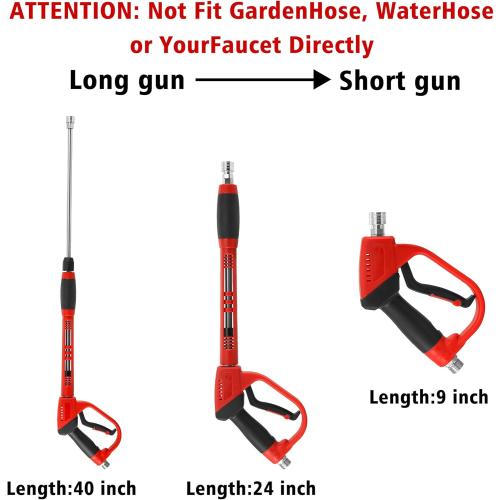 Tool Daily Deluxe Pressure Washer Gun, with Replacement Wand Extension, 5 Nozzle Tips, M22 Fitting, 40 Inch, 5000 PSI