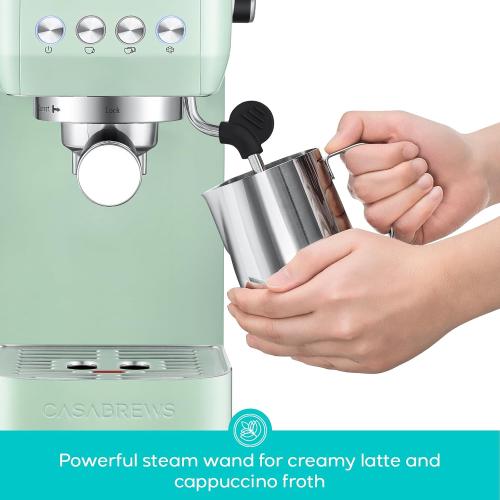 CASABREWS 3700 Essential Espresso Machine 20 Bar, Compact Coffee Maker with Steam Frother for Cappuccino, Latte, 43.9oz Water Tank, Gift for Coffee Lovers, Pastel Green