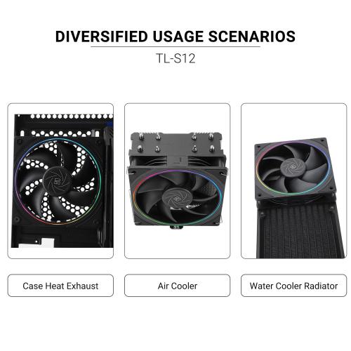 Thermalright TL-S12 CPU Fan 120mm case Cooler Fan, ARGB 5V 3-pin and 4-pin PWM Silent Computer Fan, fine Aperture Light Effect for case CPU Liquid Cooler and CPU air Cooler, Quiet CPU Computer Fan