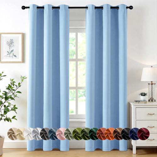 MIULEE Blackout Curtains for Bedroom 2 Panels 40 x 84 Inch Long Sky Blue