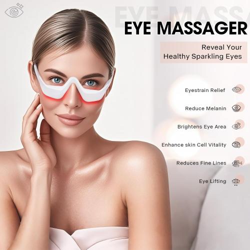 Under Eye Red Light Therapy Massager Glasses, Eye Massager with 2 Modes,Eye Massager for Eye Bags Dark Circles Puffiness Wrinkles Fine Lines