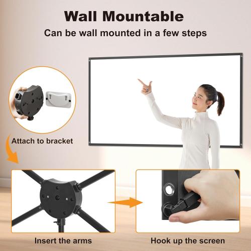 Size 16:9 Outdoor Projector Screen 100 Inch, 16:9, High Gain, Projector Screen with Stand, Wind-resistant Design for Portable Projection Screen Outdoor, With Ropes and Spikes, 4K Image for Home Theater, Camping