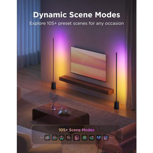 Govee Floor Lamp 3 Lite, Smart RGBIC LED Corner Lamp Compatible with Alexa, SmartThings, Matter, 1400lm Dimmable Color Changing Tall Standing Light with Music Sync for Living Room Bedroom Gaming Room