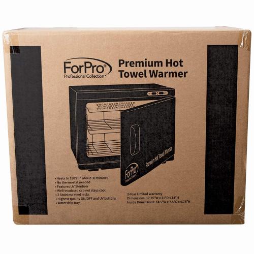 ForPro Professional Collection Premium Hot Towel Warmer, 23L Extra Large Capacity, Two Stainless Steel Racks, Black