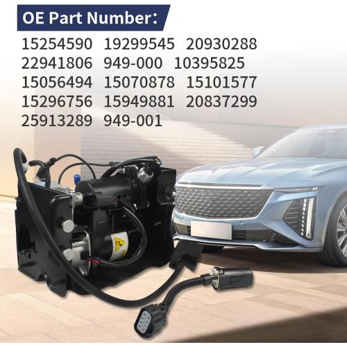 Air Ride Suspension Compressor Pump Compatible with Chevy Avalanche Suburban Tahoe Cadillac Escalade GMC Yukon XL 2001-2013 15254590 19299545 949-099 949-001