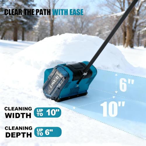 10-Inch Cordless Snow Shovel, 21V Battery Snow Blower with 2X 4.0Ah Batteries & Charger, 6-Inch Depth,20FT Throw Distance Electric Snow Blower for Deck, Patio, Sidewalk, Driveway