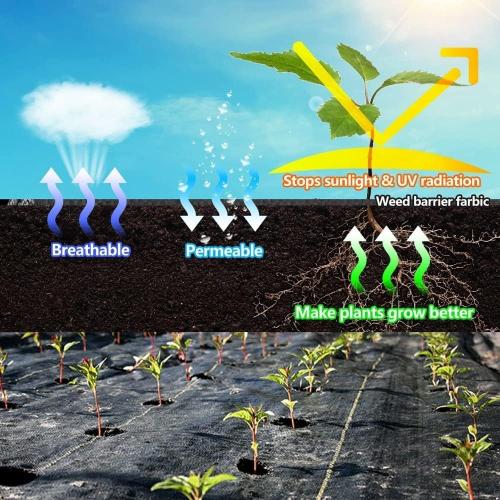 Weed Barrier Landscape Fabric,  Premium Heavy Duty Garden Cloth, Ground Cover for Gardening, Farming with u Shaped Securing Pegs