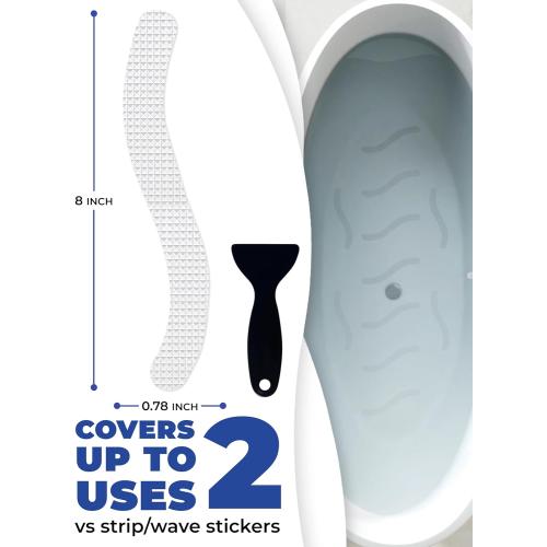 Anti Slip Shower Stickers 24 PCS, Invisible Non-Slip Shower Strips for Adults, Premium Adhesive Bath Tub Stickers (Clear)