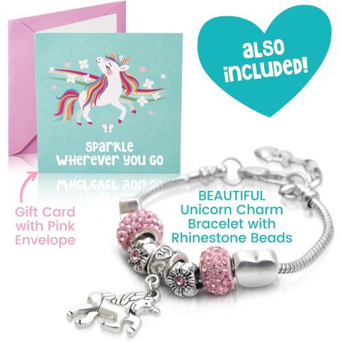 Pink Amitié Lane Unicorn Musical Jewelry Box for Girls - Unicorns Gifts For Girls - Music Box For 5 Year Old Birthday Gifts or Ages 6, 7, 8, Kids Jewelry Box, Unicorn Bedroom Decor For Little Girl (Pink)