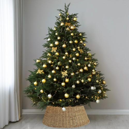 Rocinha Rattan Christmas Tree Collar Basket - Rustic Handcrafted Tree Ring