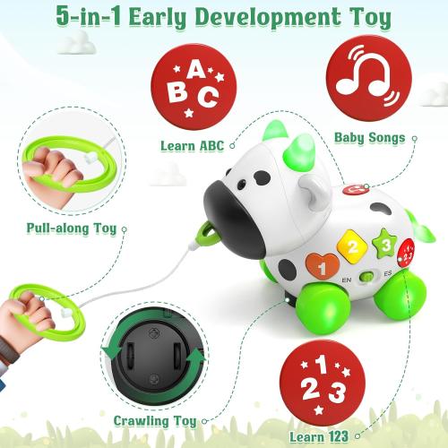Musical Cow Toys for 1  Year Old Boy Girl, Bilingual Baby Toy 6-12-18 Month, One Year Old Boy Toys, 1 Year Old Girl Gift, Learning Toddler Toy Age 1-2, First Christmas 1st Birthday Gift