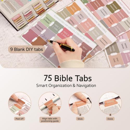 Adjustable Bible Cover with 75 Bible Tabs - Bible Cover Case for Women